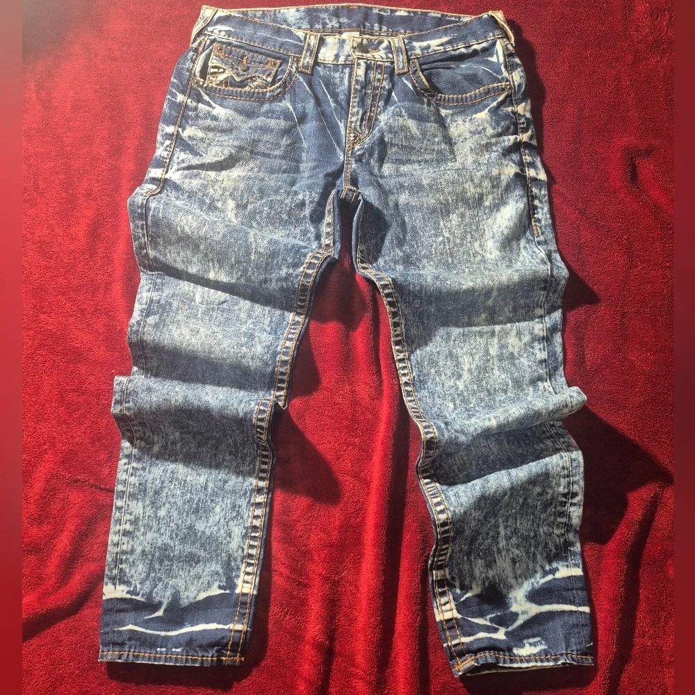 True Religion Geno relaxed slim-fit jeans in an acid wash finish